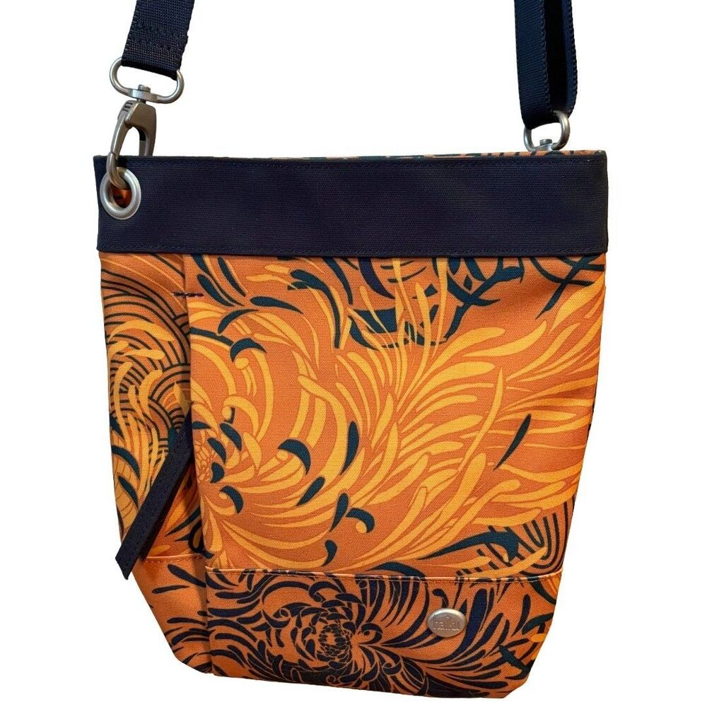 Haiku Recycled Fabric Crossbody Bag Orange Blue Eco Tote Purse NWOT